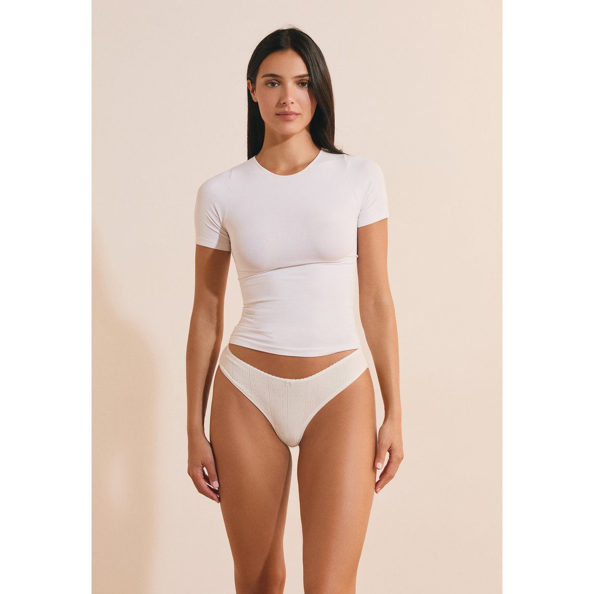 Tanga en coton COFFEE MOOD ecru, ETAM
