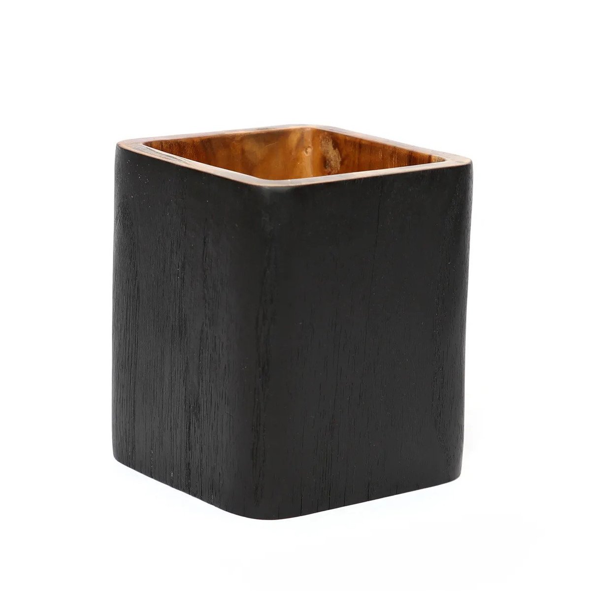 Vase teck carré BONDI noir beige, BAZAR BIZAR