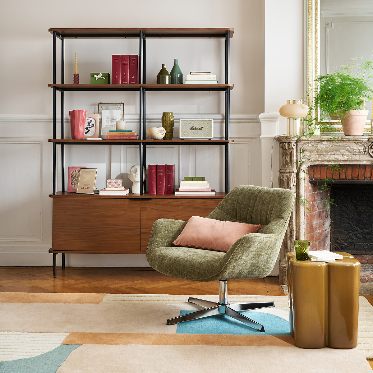 Fauteuil pivotant, tissu texturé, HEMMO kaki, LA REDOUTE INTERIEURS