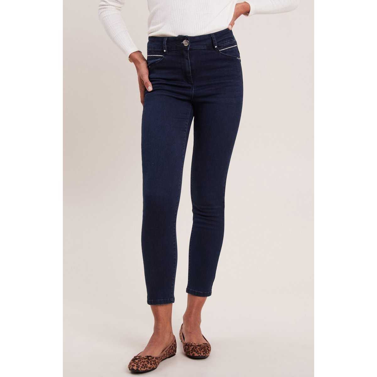 Jean ajusté taille haute denim brut, BREAL
