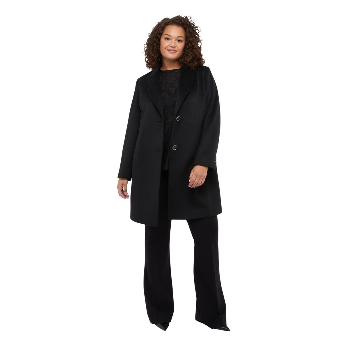 Pantalon flare en Punto Milano noir, FIORELLA RUBINO