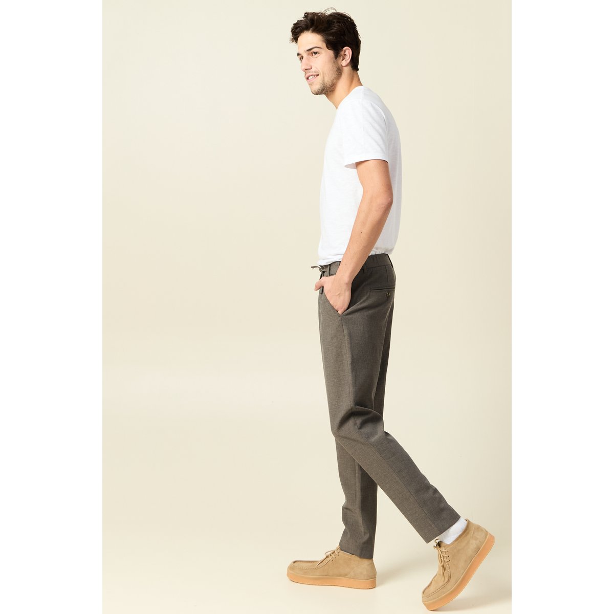 Pantalon chino jogger taupe, BONOBO