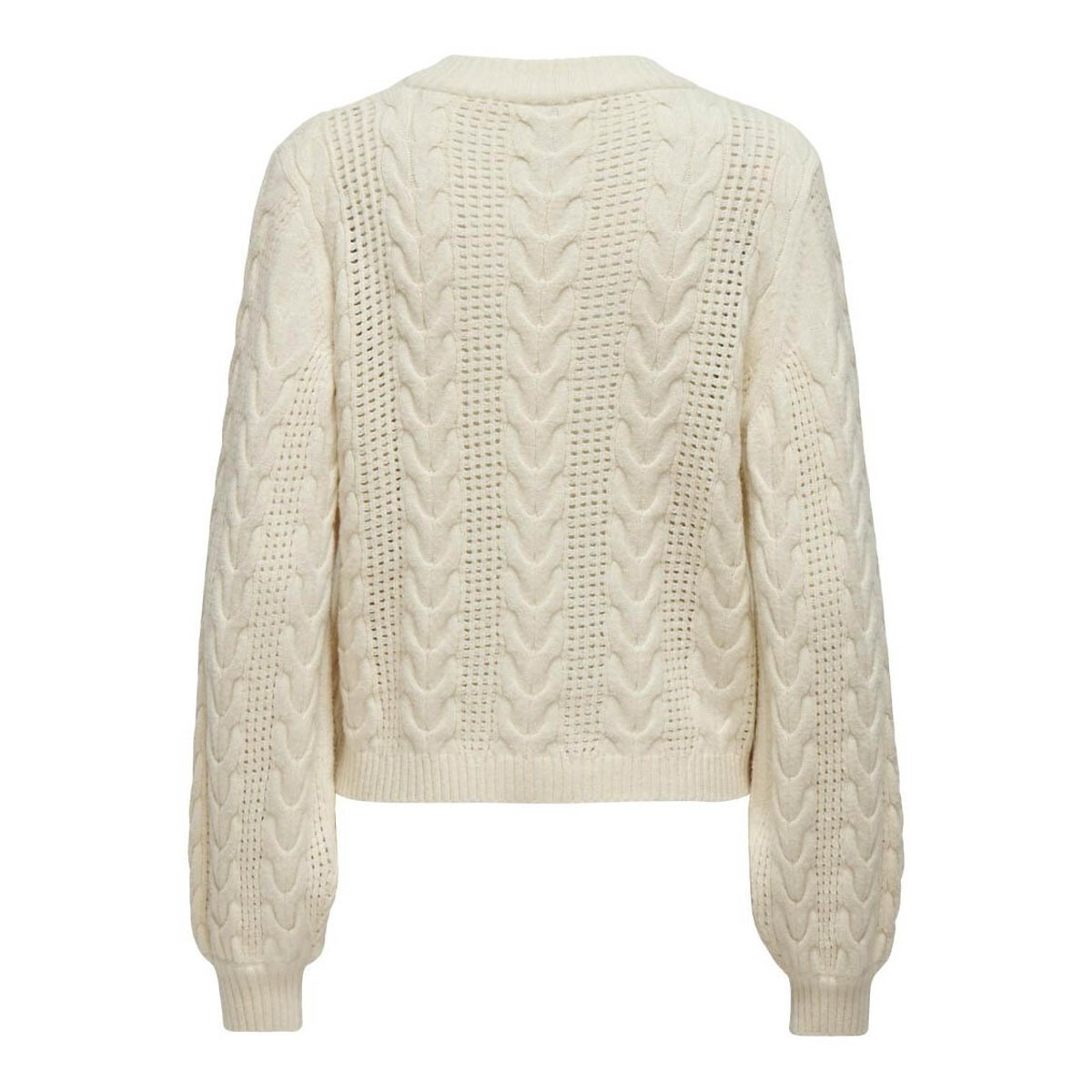 Pull torsadé, col rond blanc cassé, ONLY