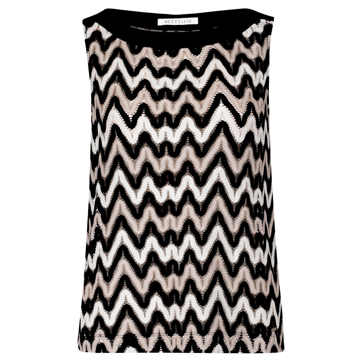 T-Shirt avec structure sans manches noir/marron, BETTY & CO