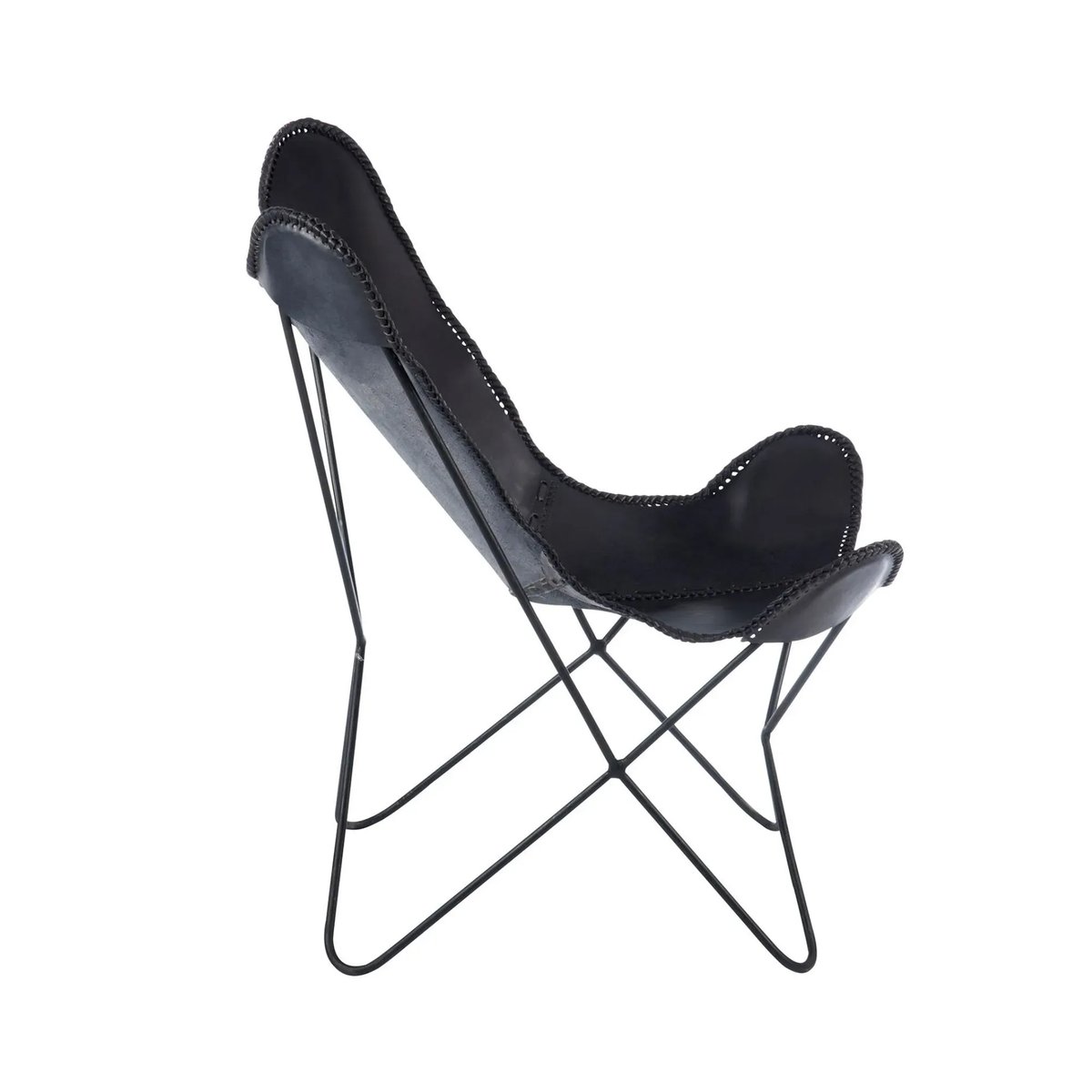 Fauteuil papillon en métal et cuir - ALTO noir, HELLIN, DEPUIS 1862