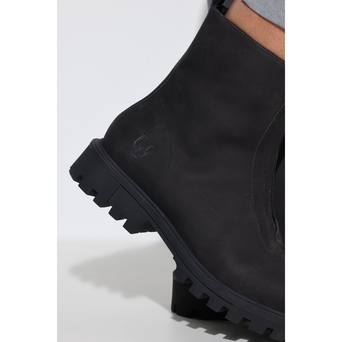 Bottes en nubuck , pied large noir, ULLA POPKEN