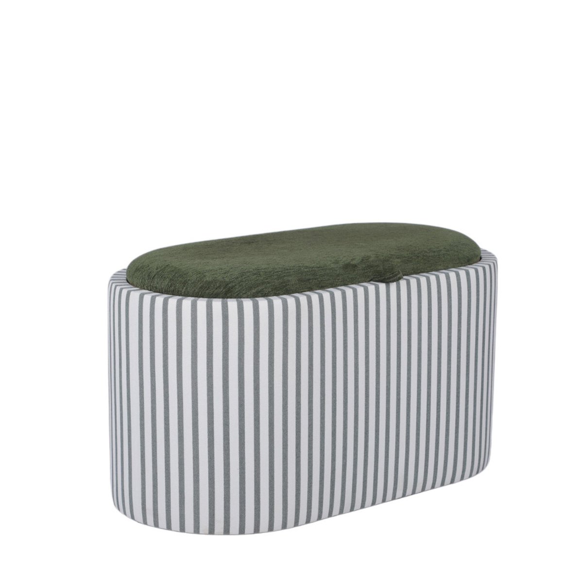 Banc coffre à rayures convertible en table basse L77cm- ZOE vert, DRAWER
