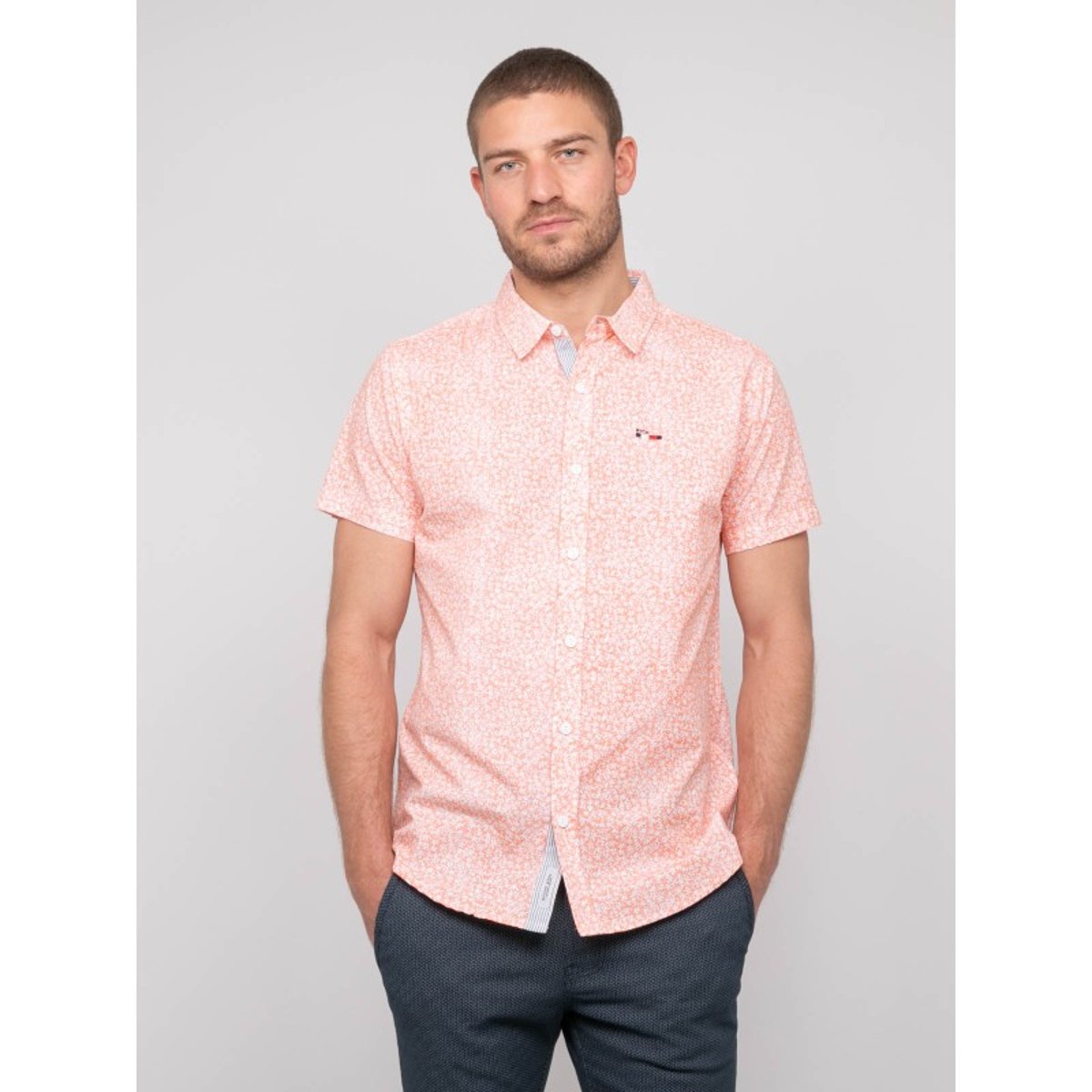 Chemise Manches Courtes Motifs Dezelua orange, RITCHIE