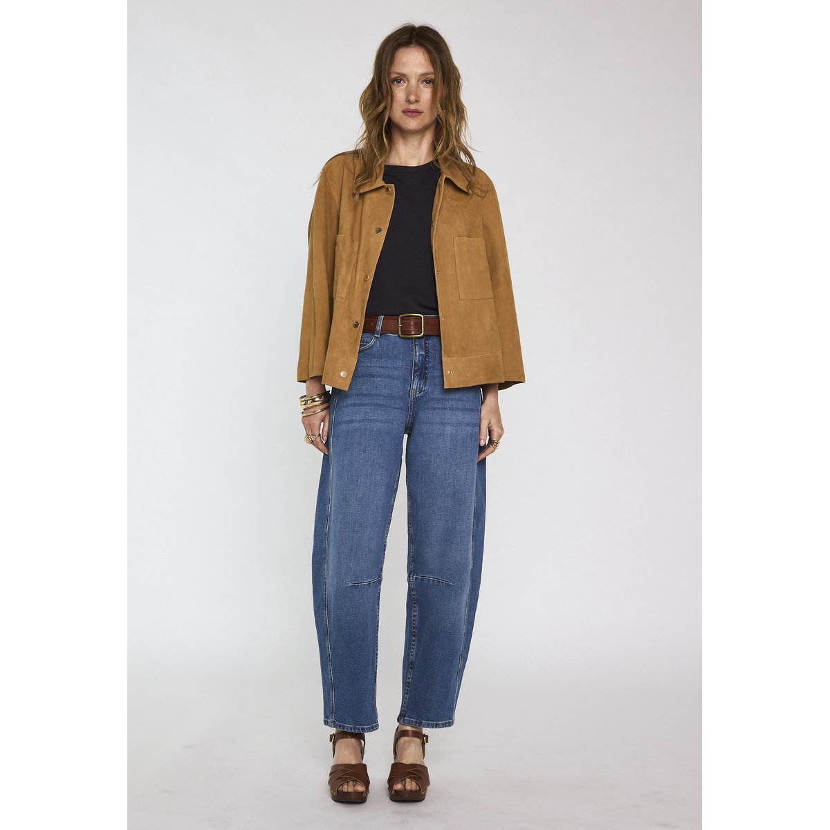 Chemise à manches 3/4 en cuir CLARA ocre, Maison 123