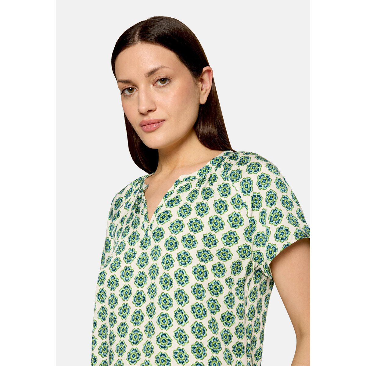 T-shirt façon blouse à ruches green/blue, CARTOON