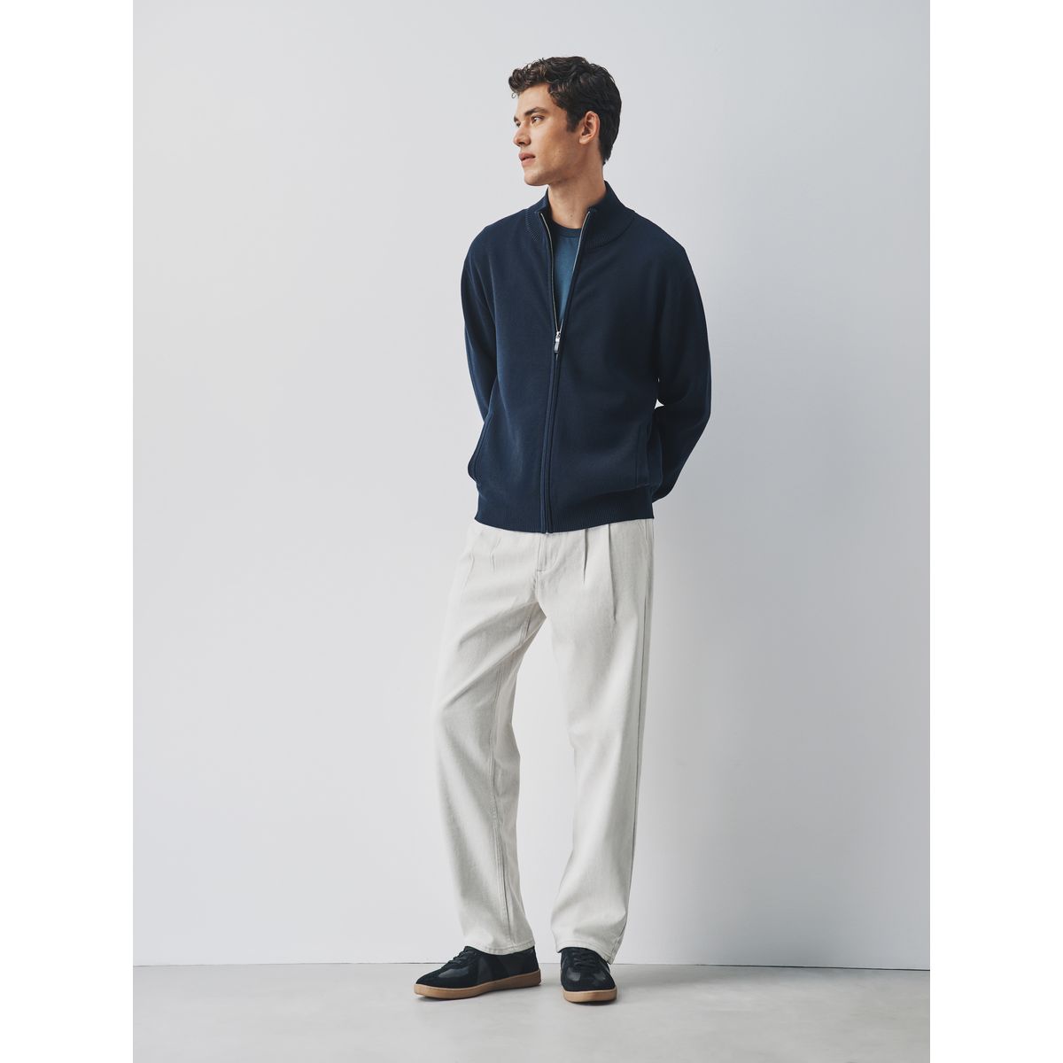 Pull zippé milano bleu marine, NEXT