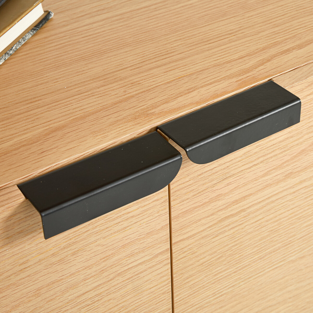 Libreria in rovere impiallacciato e acciaio inossidabile, altezza 190 cm, WATFORD metallo nero/quercia, LA REDOUTE INTERIEURS