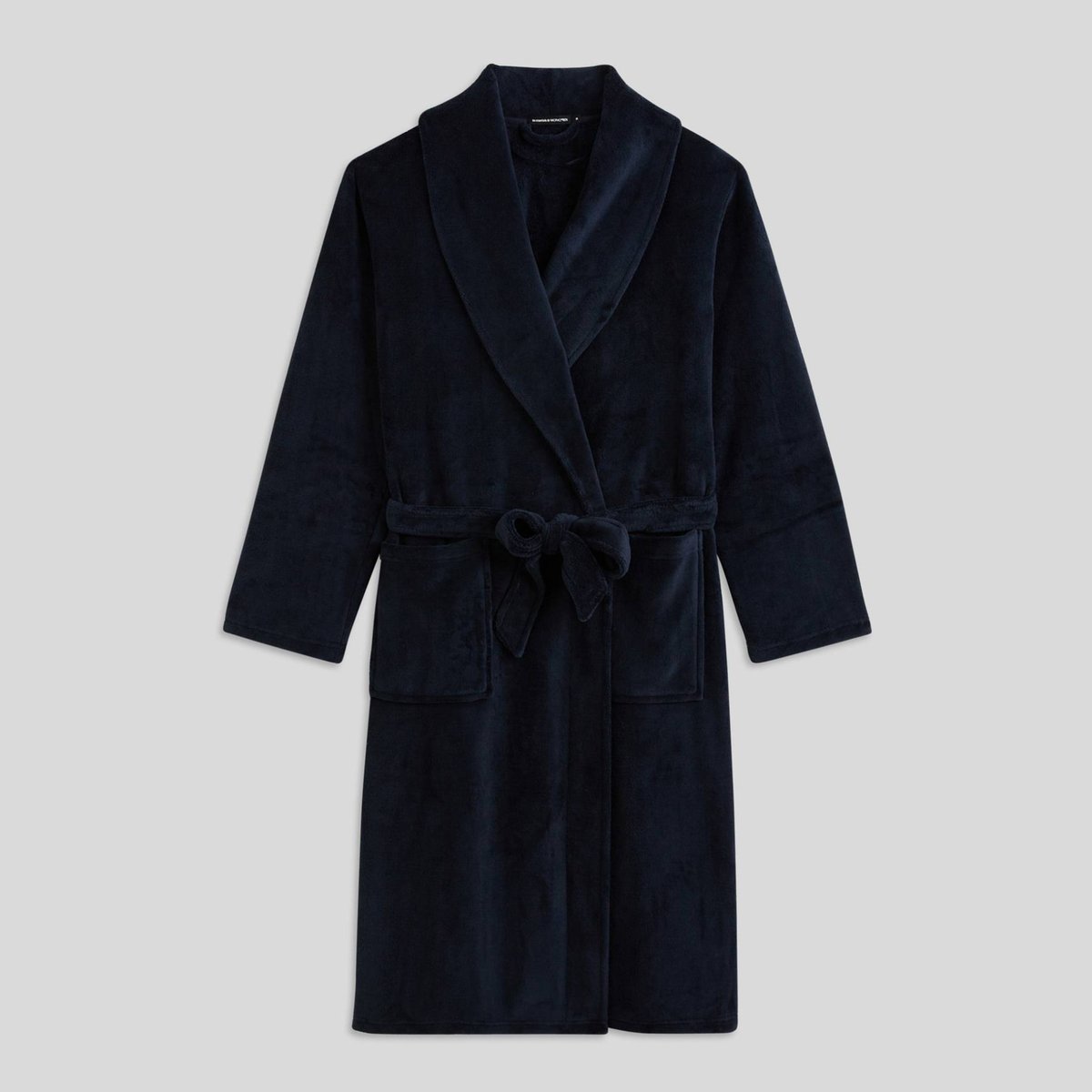 Peignoir long uni en polaire marine, MONOPRIX