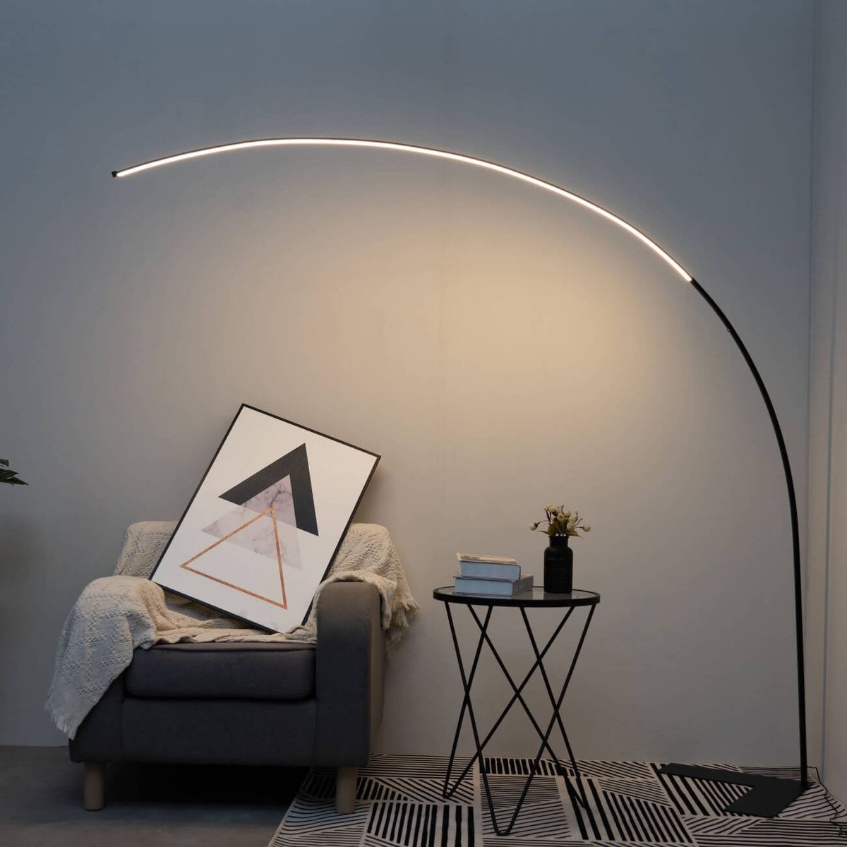 Grand luminaire arqué design - AVELLINO noir, KOSILUM