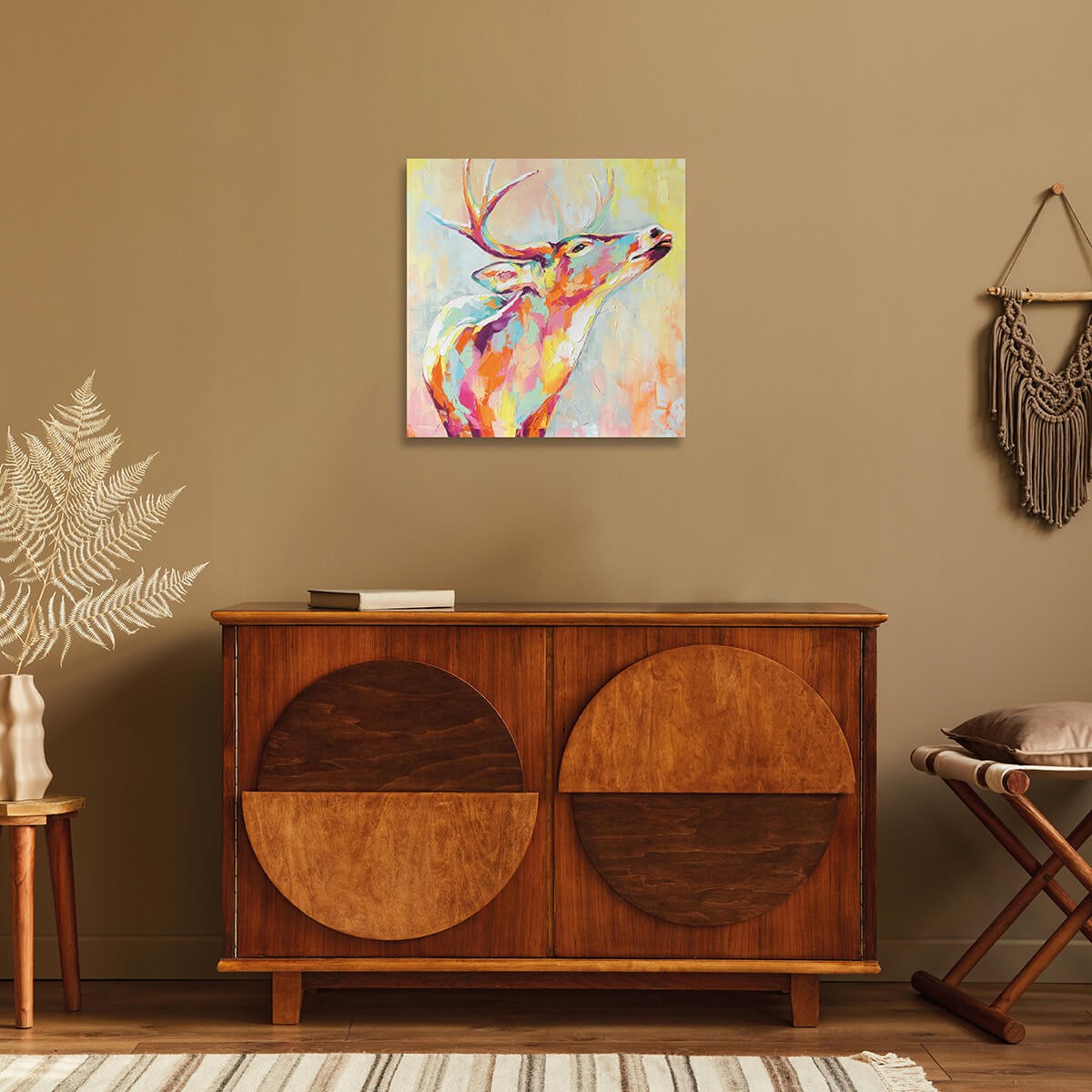 Tableau Mural Cerf Coloré ANIMAUX tableau en verre, CEANOTHE