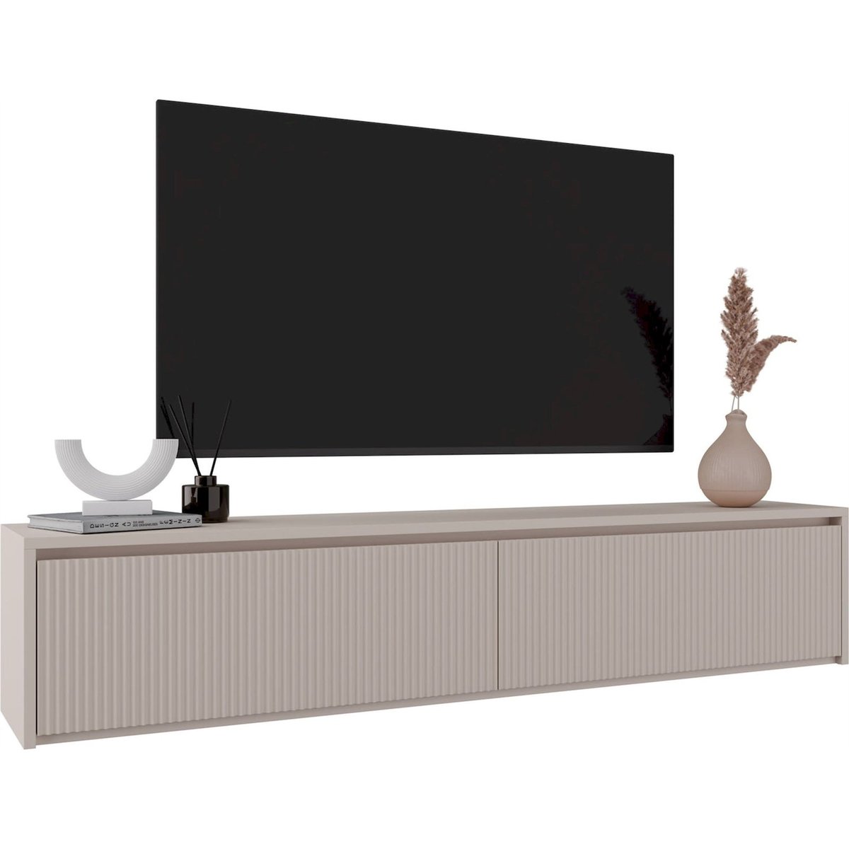 Meuble tv rainuré collection VEMMI cachemire, RECOLLECTION