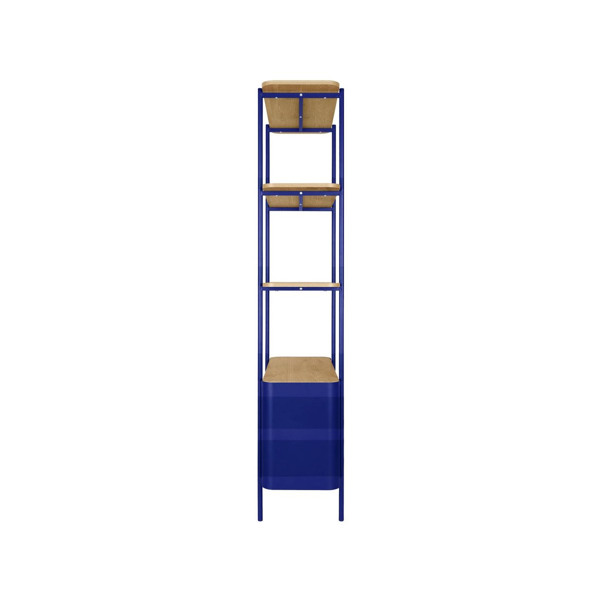 Etagère bibliothèque métal courbé et décor bois 6 niveaux MOLTO rouge, SWEEEK