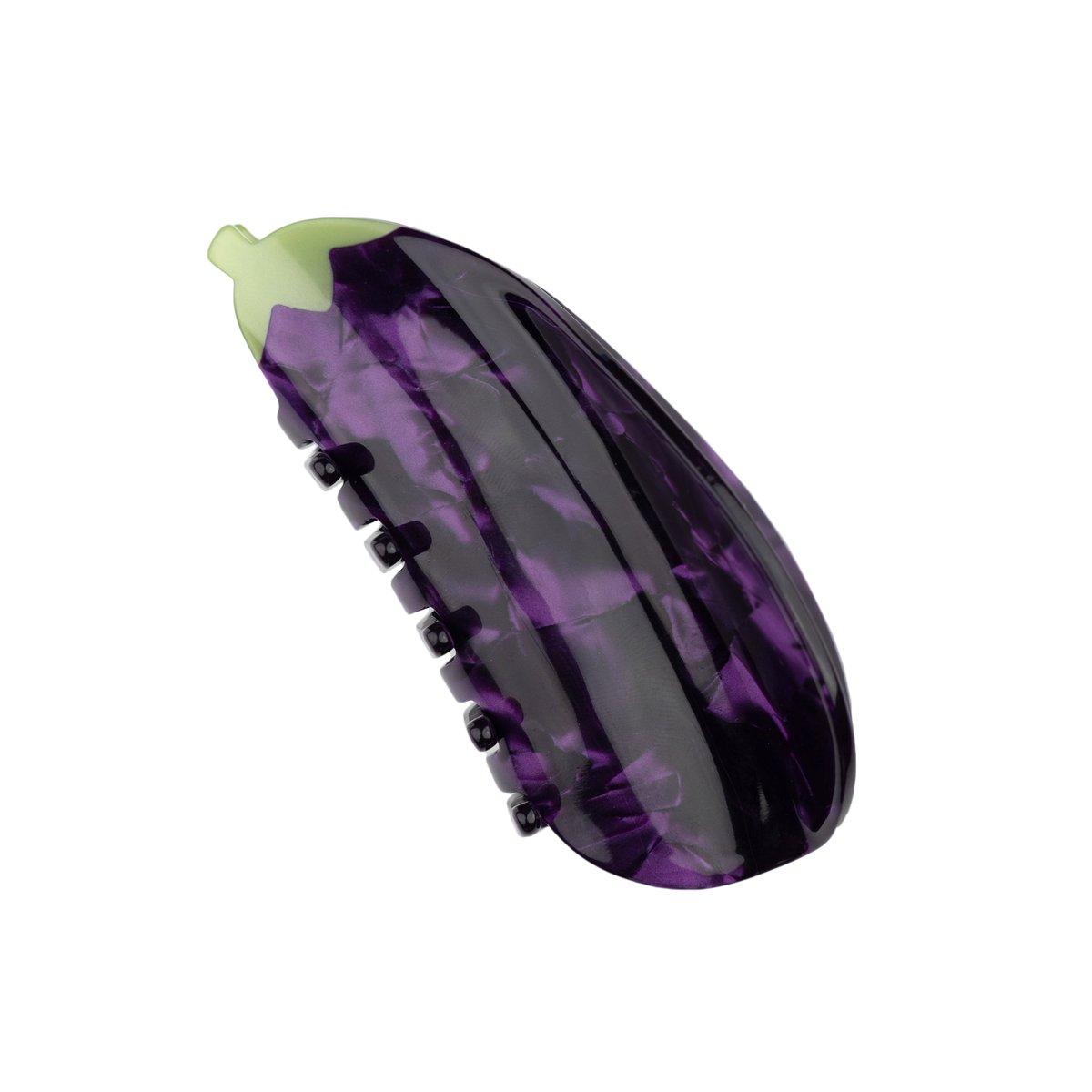 Pince à cheveux Aubergine violet avec tige vert nacré, COUCOU SUZETTE