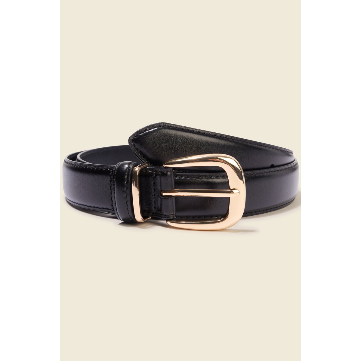 Ceinture fine en cuir noir, BONOBO