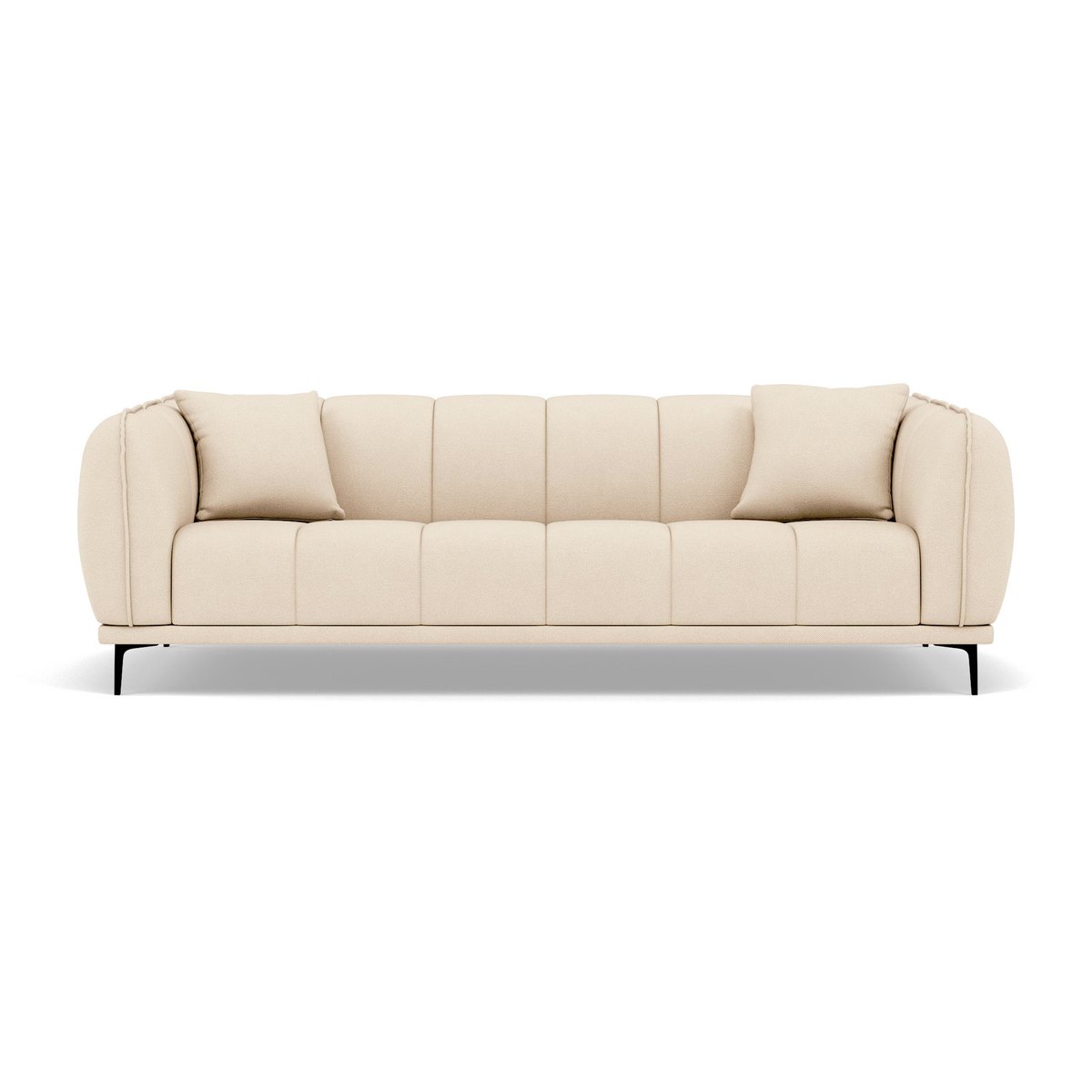 Canapé droit en velours texturé, ARSENE beige, LISA DESIGN