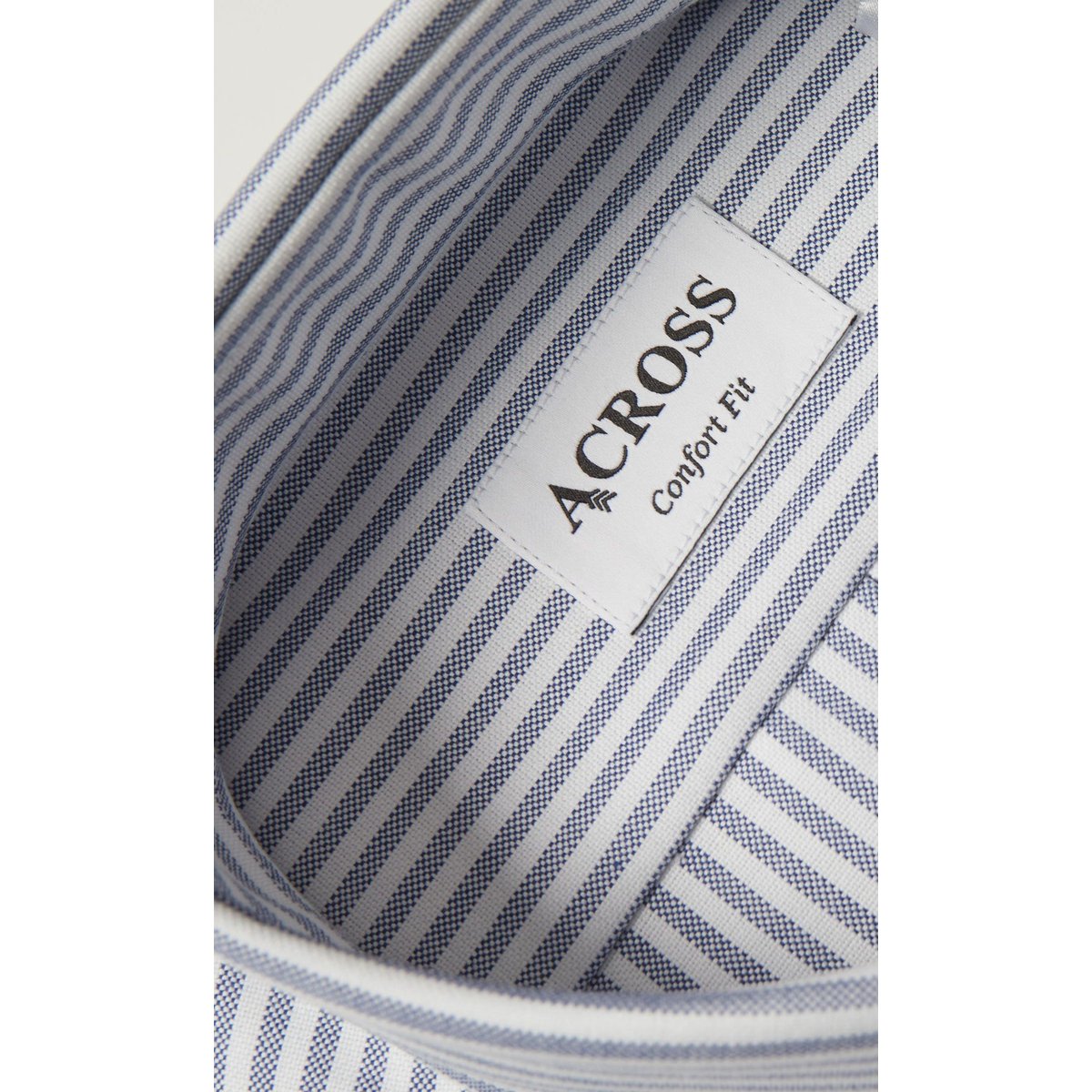 Chemise Confort fit coton Oxford Authentic à rayures bleu marine, ACROSS