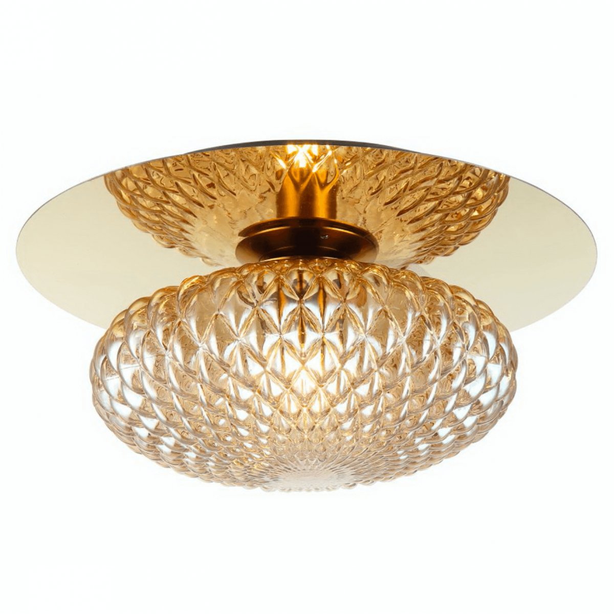 Plafonnier en verre et métal doré - MATERA ambré et doré, KOSILUM