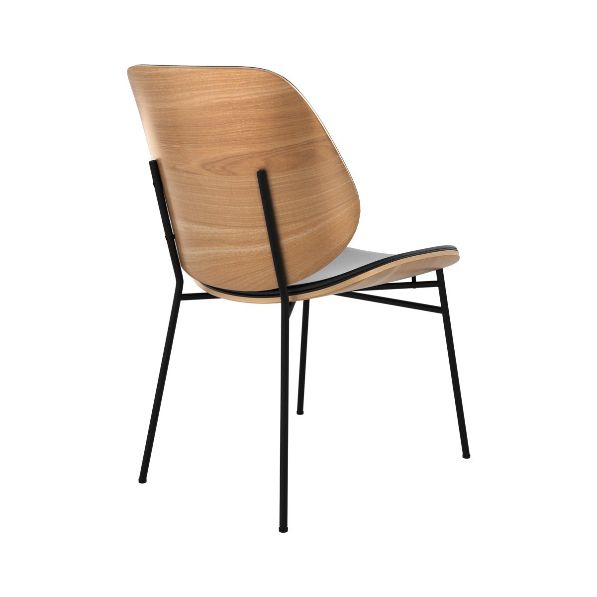 Chaise en bois, PU et pieds en métal - HECTOR noir et bois foncé, MAISON PAVANE