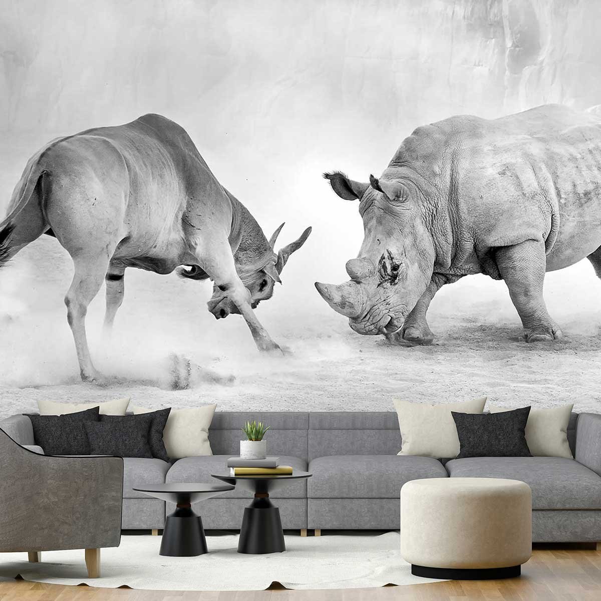 Papier peint combat animaux sauvages intissé, HEXOA