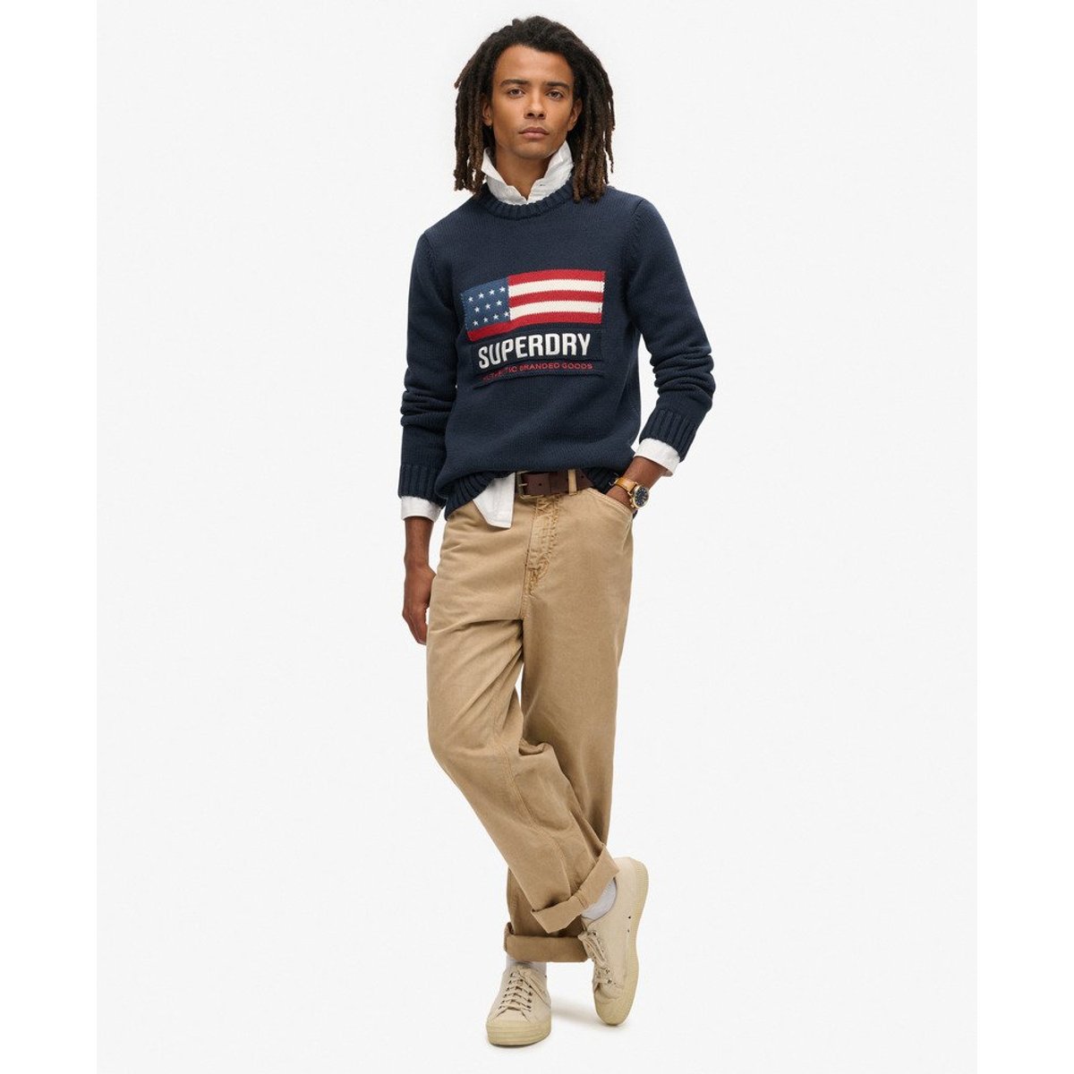 Pull Tricoté Athletic Vintage bleu marine éclipse, SUPERDRY