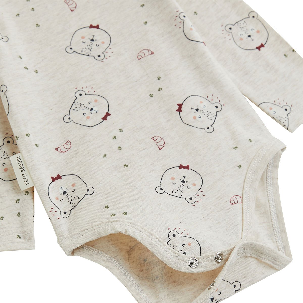 Lot de 2 bodies bébé manches longues Pistache gris, PETIT BEGUIN