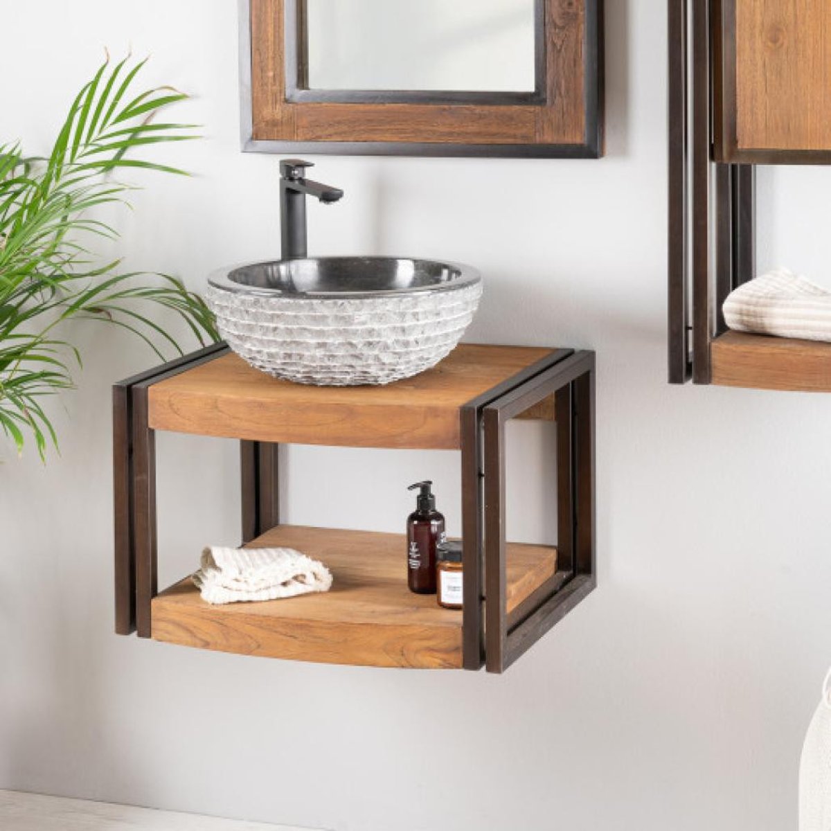 Meuble suspendu rectangle de 60 cm ÉLÉGANCE naturel, WANDA COLLECTION