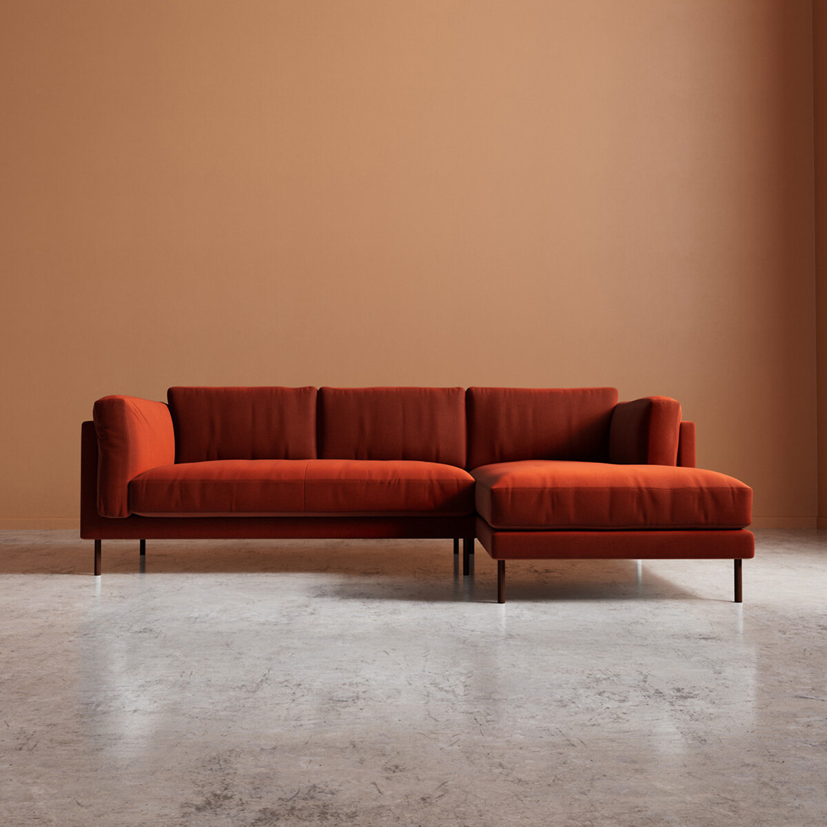 Munich Crushed Velvet Corner Chaise Sofa harissa, SWOON