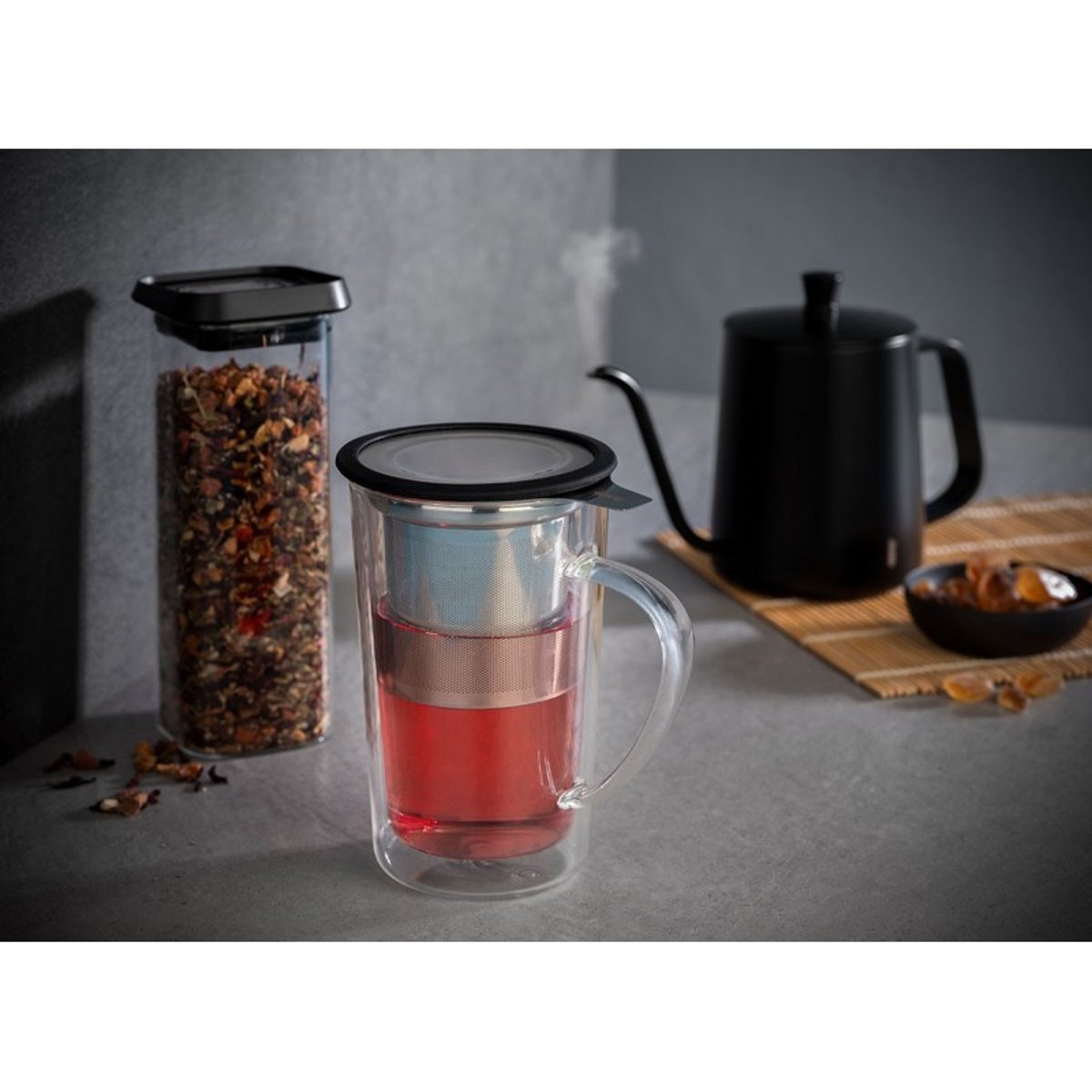 Tasse à thé avec filtre à thé mira argent, GEFU