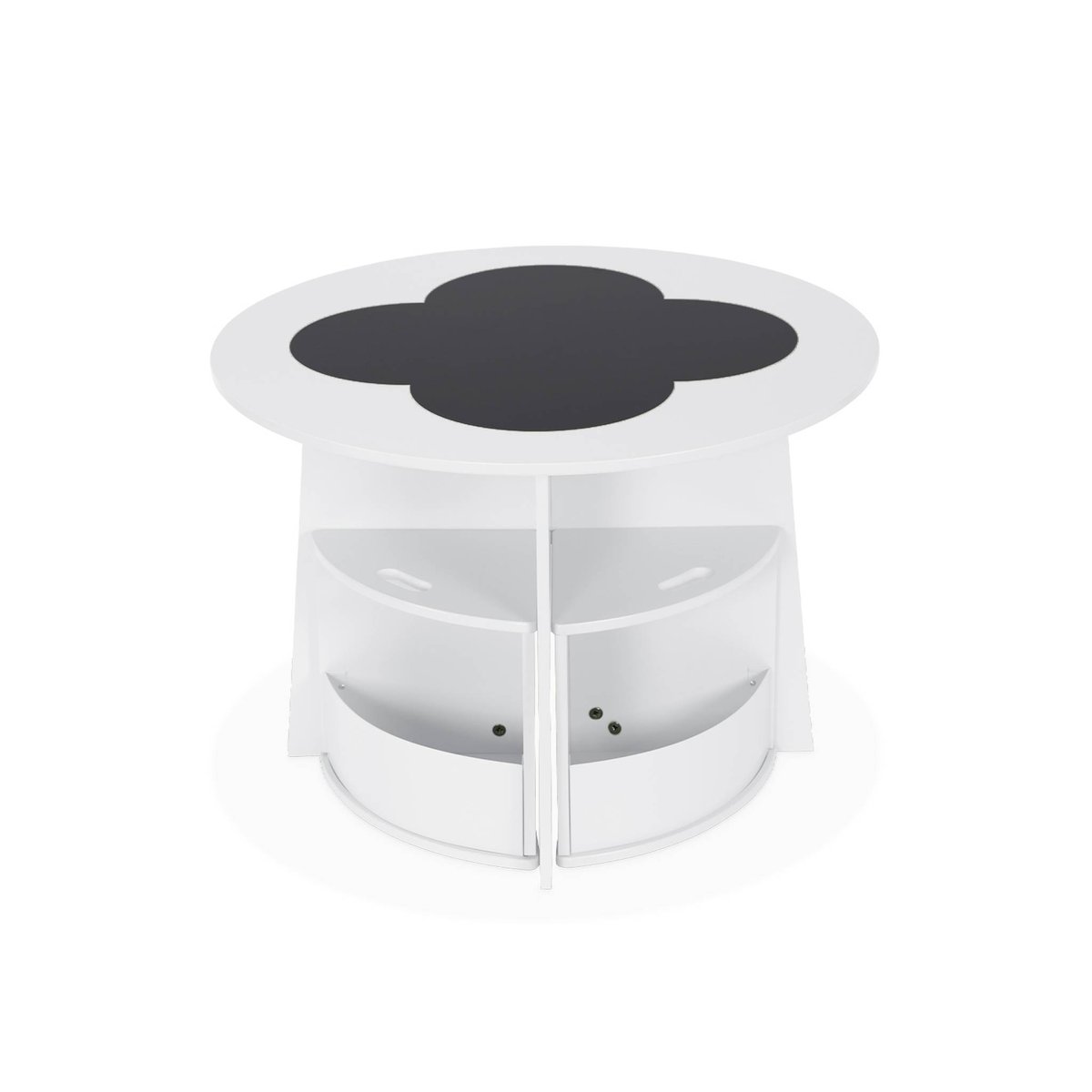 Table effet ardoise pour enfant 4 chaises avec rangement NEPHOS blanc, SWEEEK