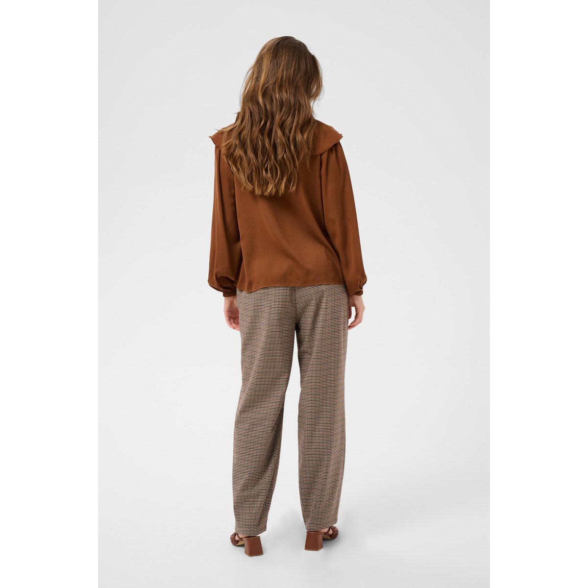 Pantalon de costume marron brown check, CREAM