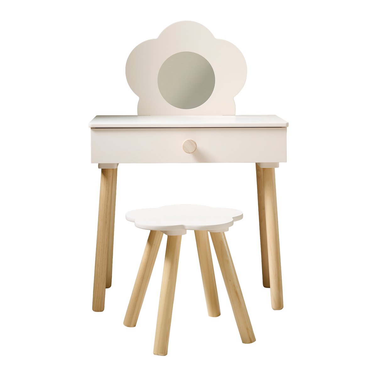 Coiffeuse enfant et sa chaise blanc cassé, PETITE AMELIE