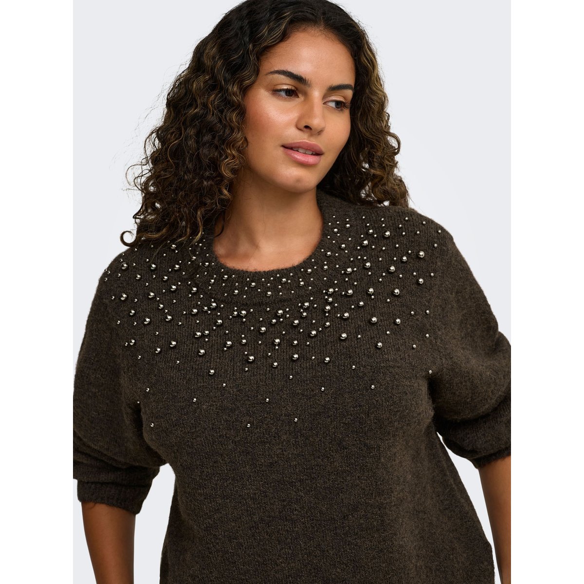 Pull En Maille coffee bean, ONLY CARMAKOMA