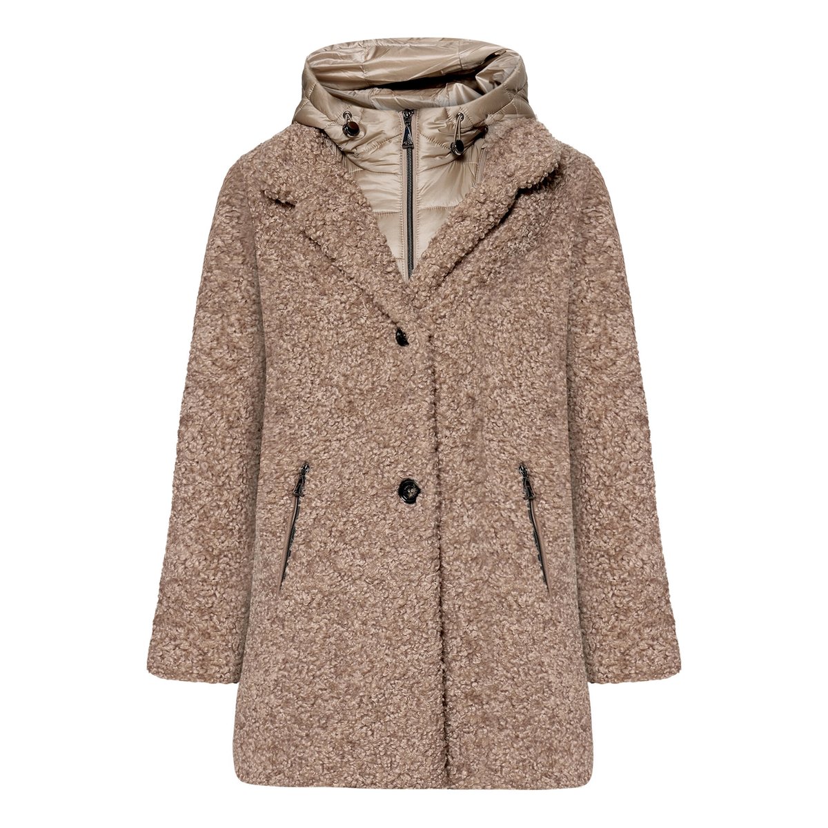 Veste en peluche avec partie veste sans manches amovible marron, AMBER & JUNE