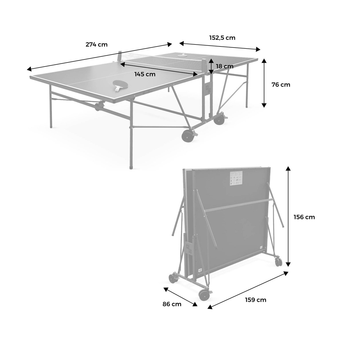 Table de ping pong intérieure premium avec 2 raquettes et 3 balles TABLE DE PING PONG INTÉRIEURE bleu, SWEEEK