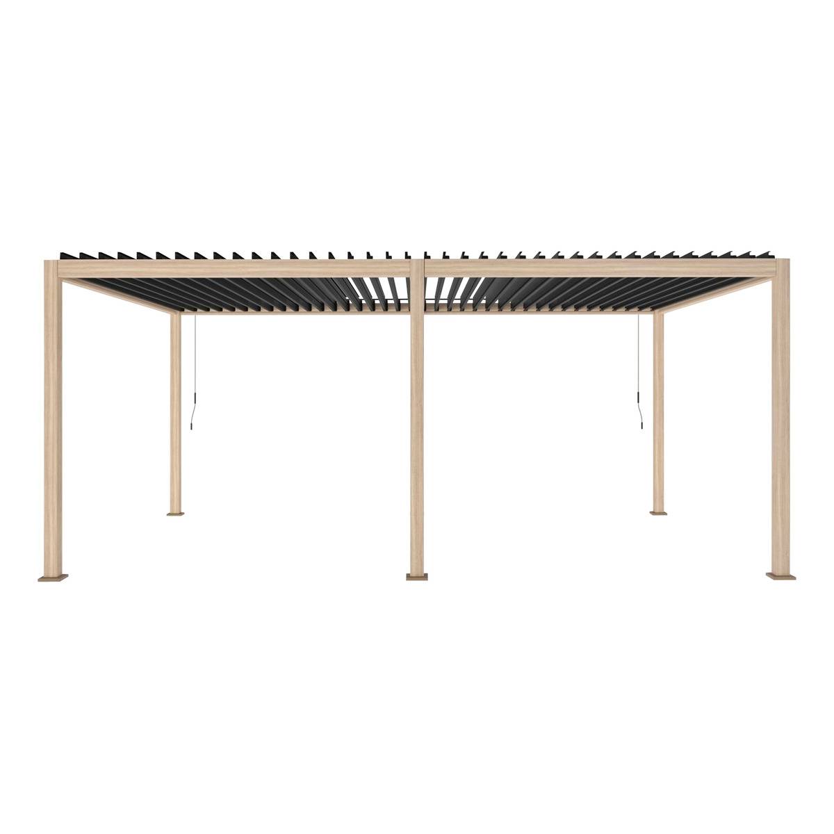 Pergola bioclimatique aluminium effet bois à lattes orientables 6x3m EVORA miel, HESPERIDE