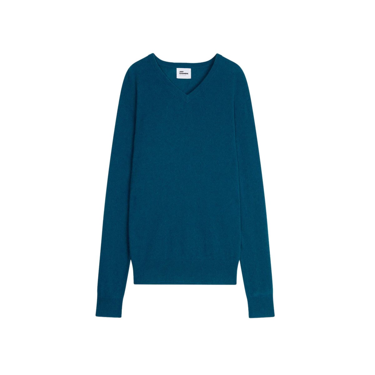Pull Col V Paon Walt bleu vert, JUST CASHMERE
