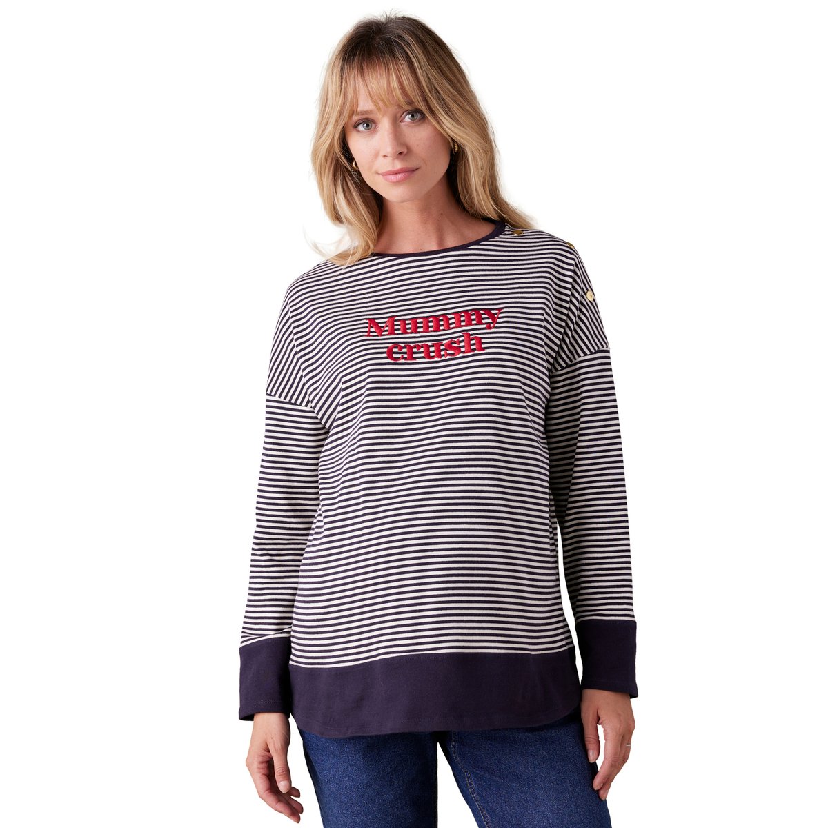 Tee-shirt effet sweat "Mummy Crush" grossesse marine, ENVIE DE FRAISE