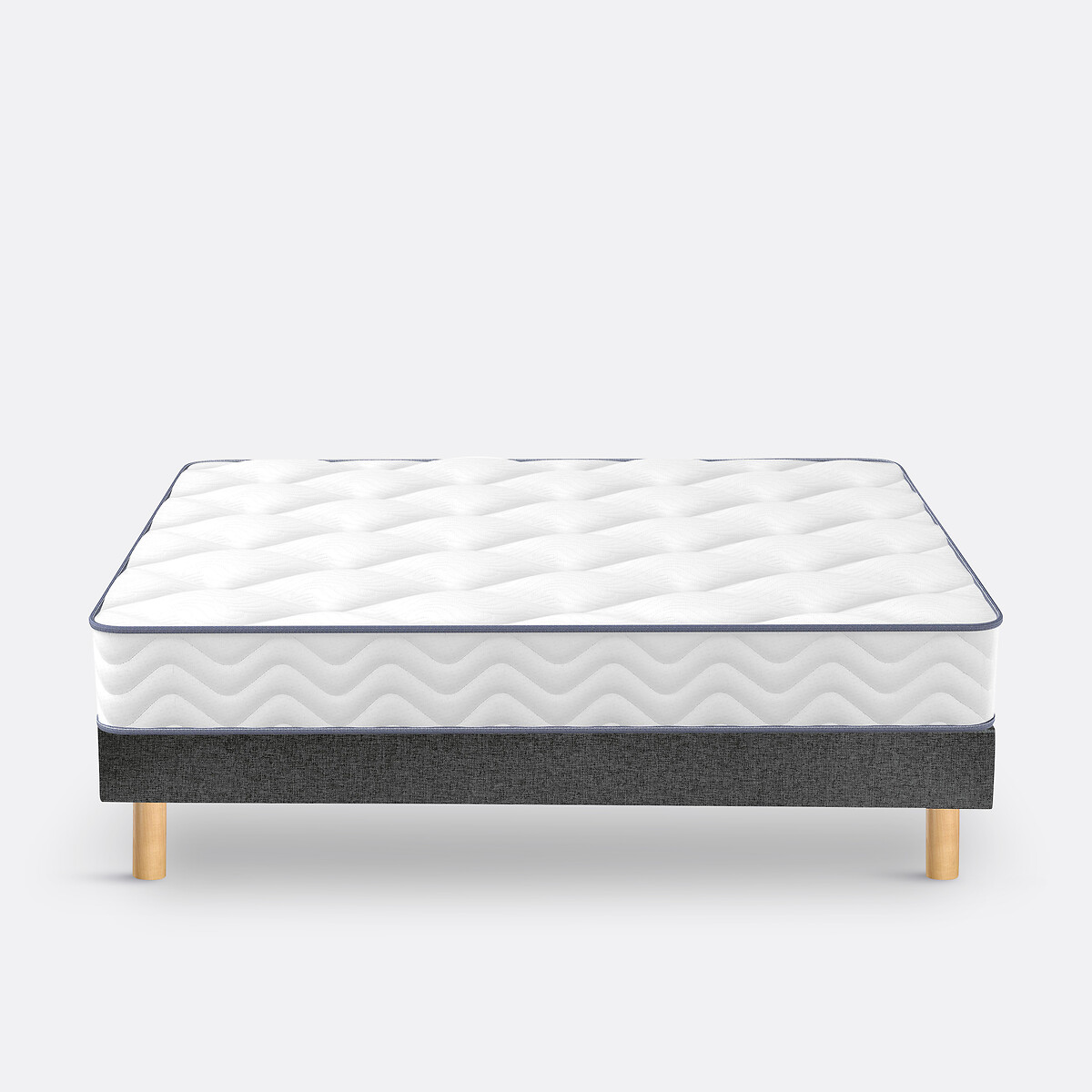 Ensemble matelas roulé et sommier kit, Sweety blanc/gris anthracite, MERINOS