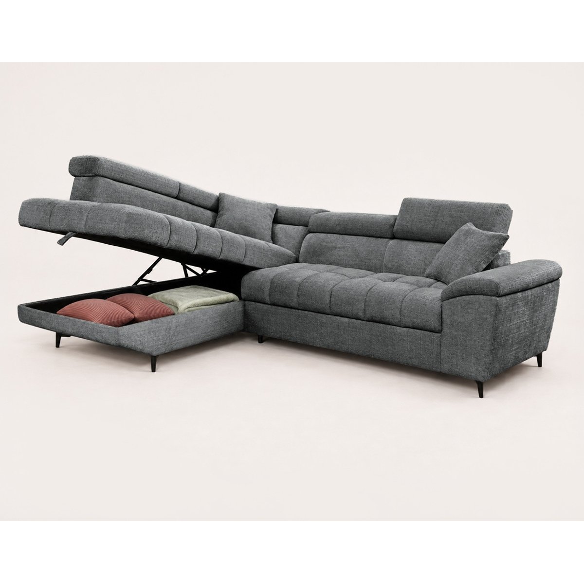 Canapé d'Angle Convertible 5 places - CAMILLE gris anthracite, BEST MOBILIER