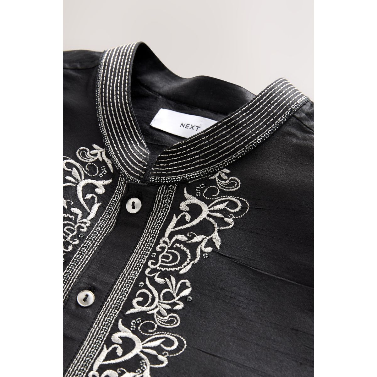 Chemise style kurta longue noir, NEXT