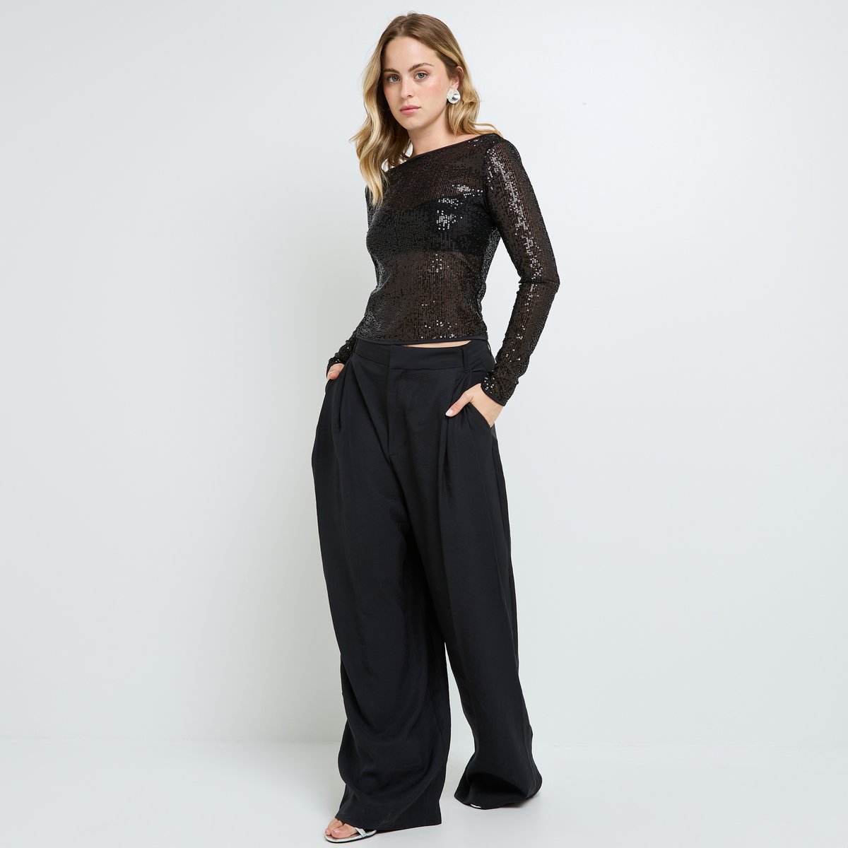Top brassière integree sequins JASMINE noir, ROUGEGORGE LINGERIE