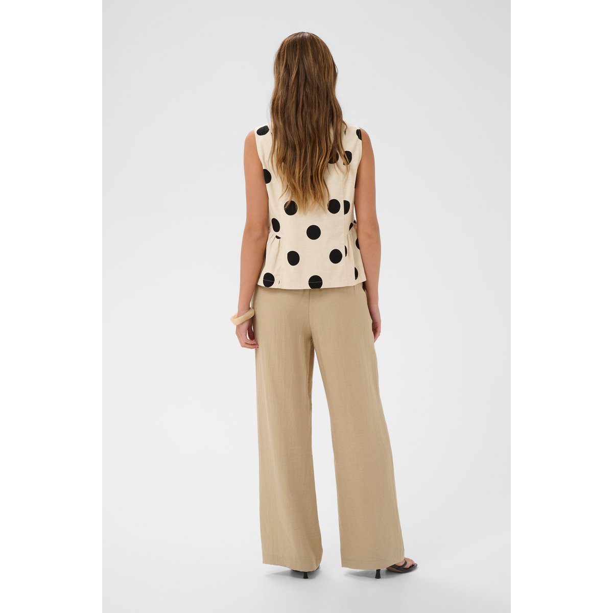 Blouse sans manches beige whitecap/black dot, CULTURE
