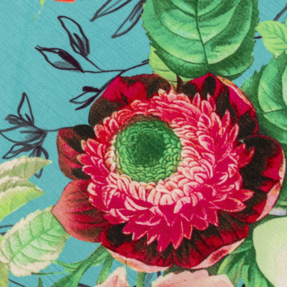 Banc 2 places imprimé fleurs et papillons, FLOWER FEVER bleu, KARE DESIGN