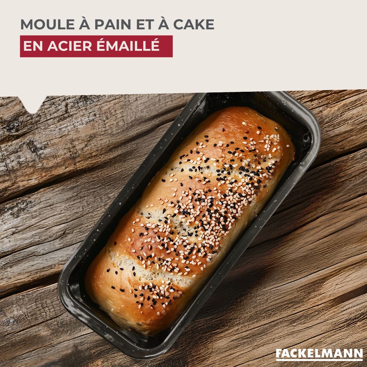 Moule à pain et à cake émaillé 29 cm noir, FACKELMANN