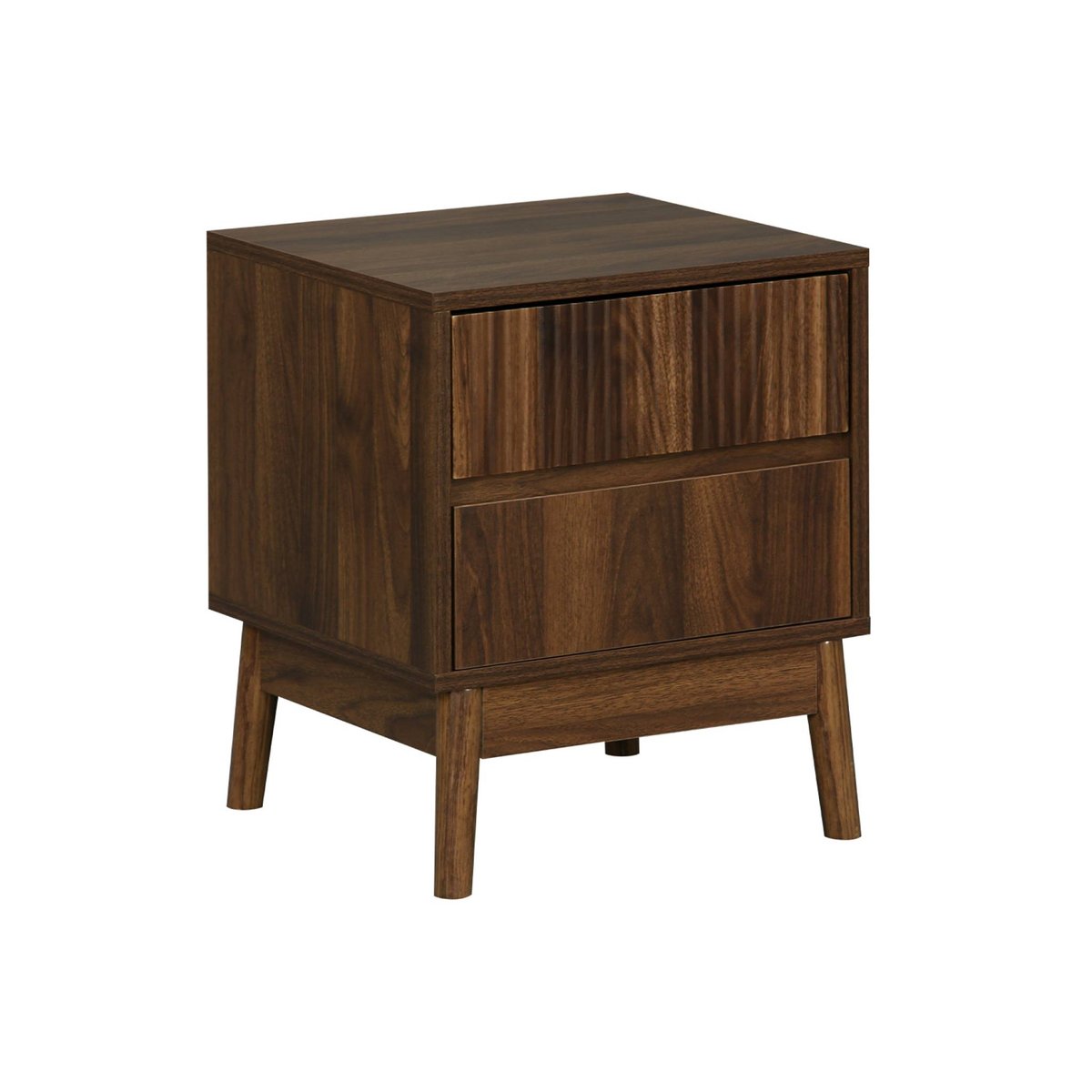 Table de chevet décor bois 2 tiroirs LINEAR bois foncé, SWEEEK